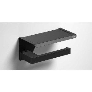 Держатель туалетной бумаги с полочкой, черный матовый, S-CUBE, 176373